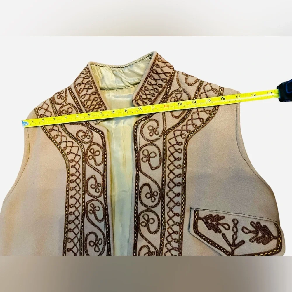 Romanian Waistcoat, men’s medium, felted wool, brown and tan